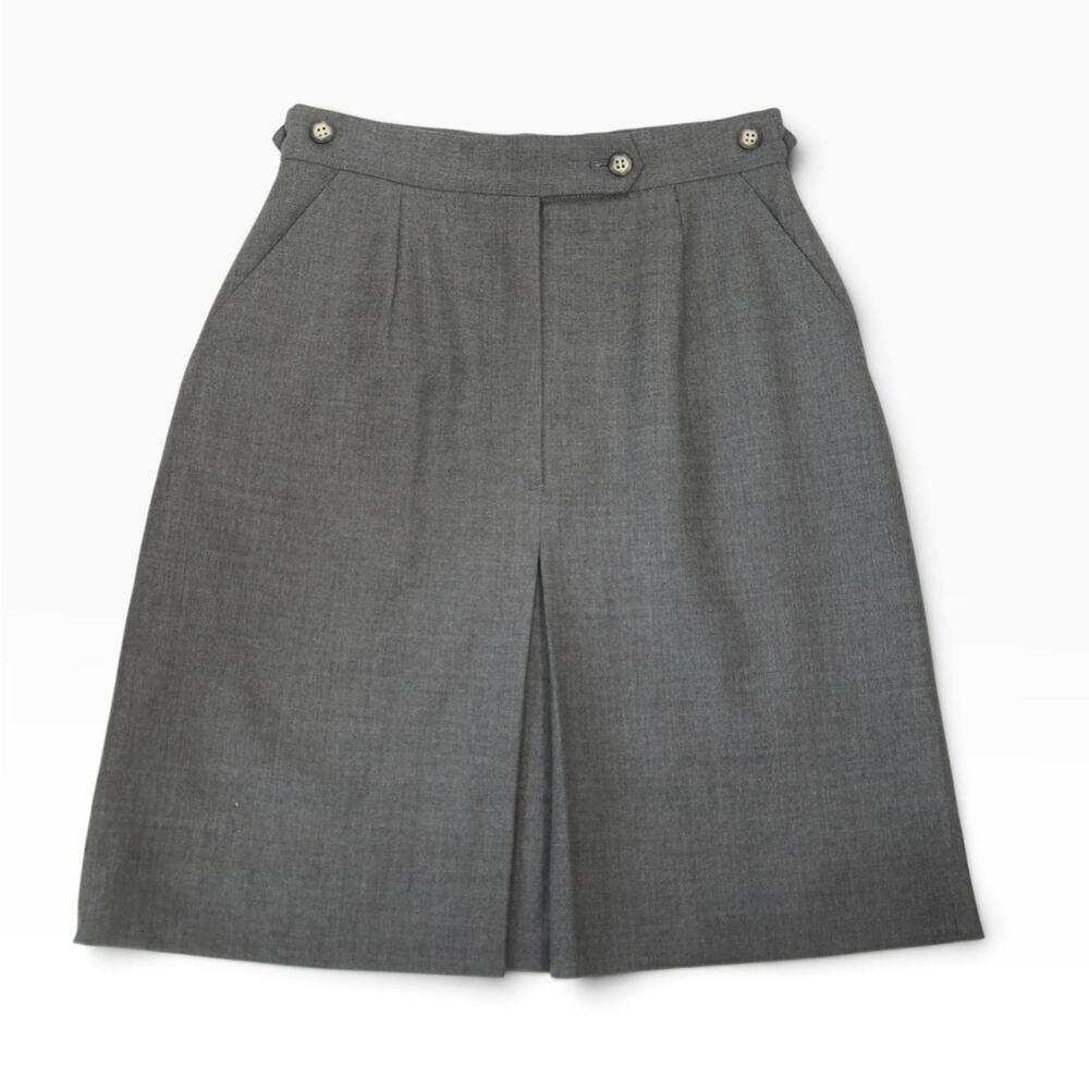 Vintage Paul Stuart Grey Wool Mini Skirt 24"